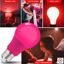 KQHBEN A19 LED Colored Light Bulbs, 5Watts (40w Equivalent), E26 Base, For Wedding Halloween Christmas Party Bar Mood Ambiance Decor 9 KQHBEN A19 LED Colored Light Bulbs, 5Watts (40w Equivalent), E26 Base, For Wedding Halloween Christmas Party Bar Mood Ambiance Decor -Xmas Lighting Shop 717rbX6XTL. AC SL1500