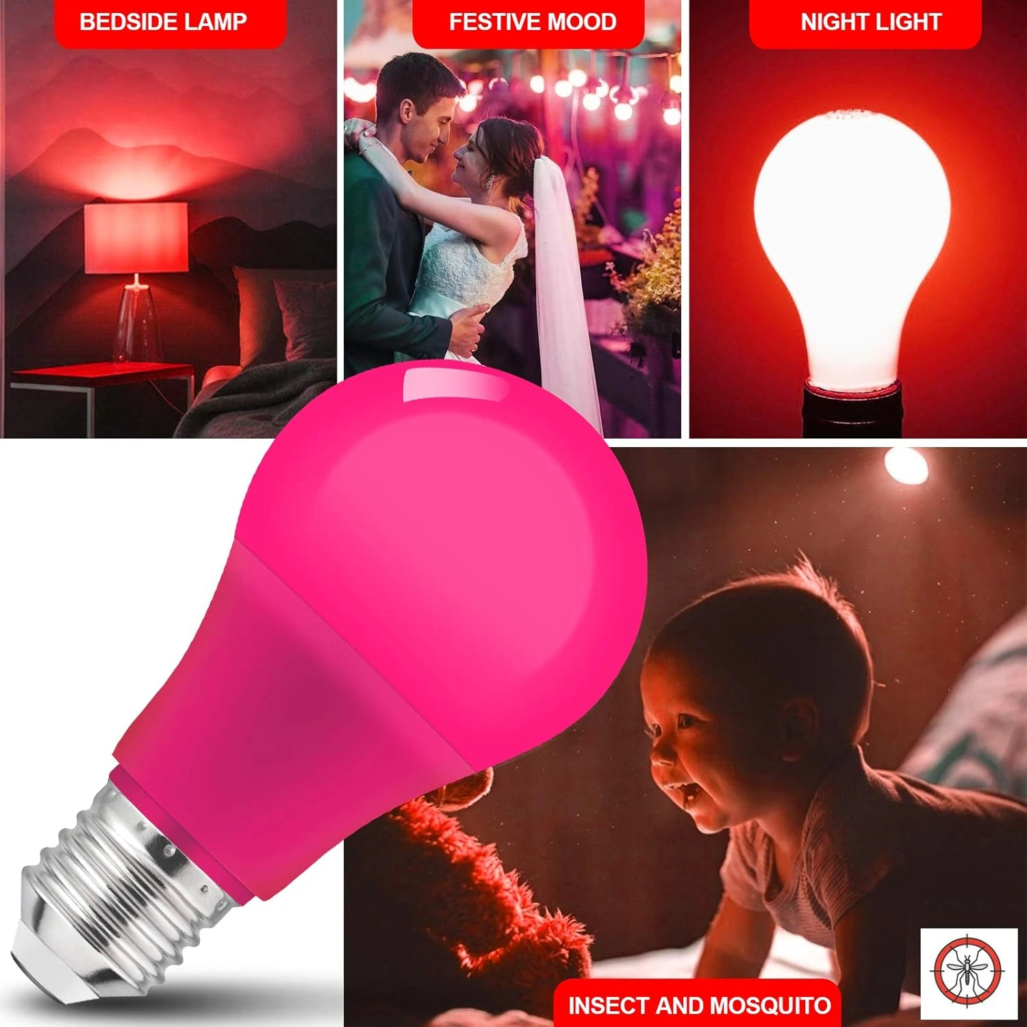 KQHBEN A19 LED Colored Light Bulbs, 5Watts (40w Equivalent), E26 Base, For Wedding Halloween Christmas Party Bar Mood Ambiance Decor 3 KQHBEN A19 LED Colored Light Bulbs, 5Watts (40w Equivalent), E26 Base, For Wedding Halloween Christmas Party Bar Mood Ambiance Decor - Image 3
