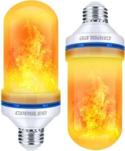 CPPSLEE LED Flame Light Bulbs, 4 Modes Fire Light Bulbs, E26 Base Flame Bulb, Christmas Party, Indoor And Outdoor Home Decoration (Yellow, 2 Pack)