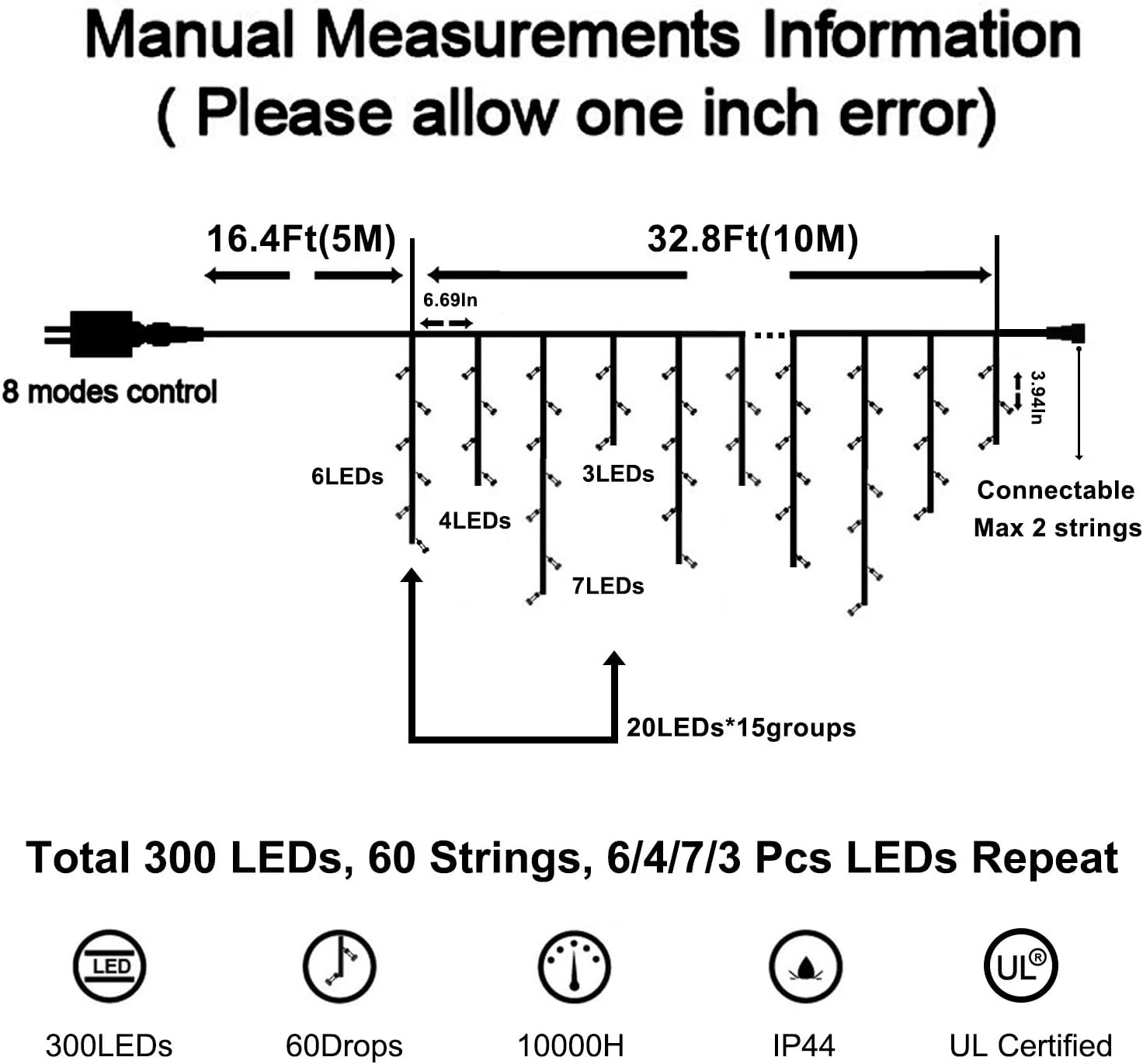 Blingstar Icicle Lights Outdoor Christmas Lights 32.8Ft 300 LED 60 Drops Icecycle Lights Plug In 8 Modes Connectable Fairy String Lights For Holiday Xmas House Party Indoor Outside Decor, Warm White 2 Blingstar Icicle Lights Outdoor Christmas Lights 32.8Ft 300 LED 60 Drops Icecycle Lights Plug In 8 Modes Connectable Fairy String Lights For Holiday Xmas House Party Indoor Outside Decor, Warm White - Image 2