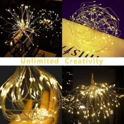 4 Pack Firework Lights 150 Led Starburst Lights 8 Modes Battery Operated Waterproof Fairy Lights With Remote Hanging Lights For Christmas Party Wedding Garden Decoration (Warm White) -Xmas Lighting Shop 718IFS7KqiL. AC SL1000