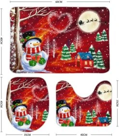 Christmas Pattern Bathroom Sets With Non-Slip Rugs Toilet Lid Cover And Bath Mat Coral Velvet 3 Piece Bathroom Decor Set Xmas Gifts For Christmas -Xmas Lighting Shop 718RvleGscL. AC SL1500 1