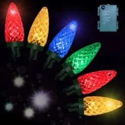 Anycosy Christmas Lights, 16.4 Ft 50 LEDs Strawberry Battery Operated Strings Lights 8 Modes With Auto On/Off Time For Xmas Tree Garland Garden Patio Indoor Outdoor Christmas Decorations, Multi-Color