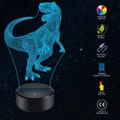 Dinosaur Night Light For Kids - 3D Dinosaur Lamp 16 Colors Optical Illusion Touch & Remote Control With 3 Acrylic Flats Best Christmas Birthday New Year Gifts For Boys Girls Kids Baby (3 Dinosaurs) -Xmas Lighting Shop 718bqph6QbL. AC SL1000