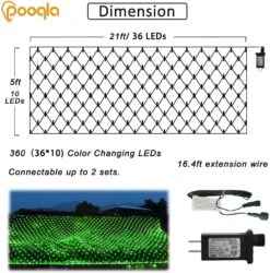 Pooqla 21ft X 5ft Net Lights, 360 LED Decoration Lights Outdoor Green Lights Large Mesh String Lights 8 Modes For Bushes Yard Garden Party Christmas Halloween Decor -Xmas Lighting Shop 718dHlTAABL. AC SL1000