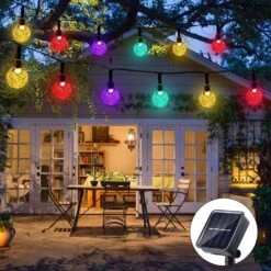 BIUYOY Solar String Lights Outdoor Waterproof 50LED 24 Feet Fairy Lights 8 Mode Indoor/Outdoor Globe Lights For Garden Patio Yard Home Christmas Parties Wedding(Multi-Color) -Xmas Lighting Shop 718hwKF O0S. AC SL1000