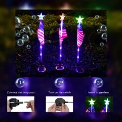 4PCS Christmas American Flag Lights 4th Of July Solar Patriotic Lawn Light, Garden Stake Light LED Landscape Light Pathway Light For Independence Day Memorial Day Decor(Color Changing-Star) -Xmas Lighting Shop 718j0CQMiGL. AC SL1500