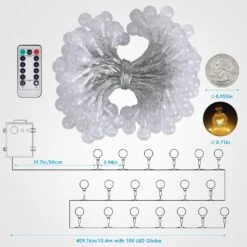 CAMANTU Globe String Lights Outdoor, Battery Operated String Lights 34 FT 100 LED 8 Modes With Remote Globe String Lights For Bedroom, Christmas Tree Globe Lights For Patio Party Wedding,Warm White -Xmas Lighting Shop 718ljujK7xL. AC SL1500