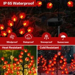 Fall Leaves Decorations Solar Garden Lights Outdoor,40LED RED Maple Leaves Solar Stake Lights - Waterproof Outdoor Autumn Harvest Solar Thanksgiving Lights For Yard Party Home Christmas Decor,2Pack -Xmas Lighting Shop 7195KF9f9vL. AC SL1000