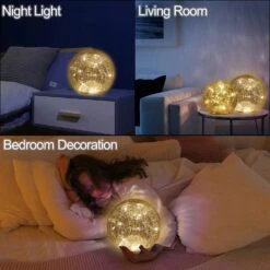 2 Pack (5.7 In & 4.5 In) Mercury Cracked Glass Globe Lights Home Decorative Sphere Night Light Battery Operated Ball Lamp For Christmas Livingroom Wedding Decor Birthday Present Warm White -Xmas Lighting Shop 7198J6Sg ML. AC SL1500