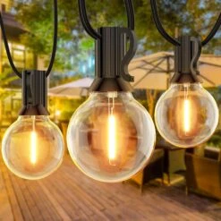 String Lights For Outside 150FT,Dimmable Waterproof Outdoor String Lights With 75+2 Shatterproof G40 Globe Bulbs Connectable LED Patio Lights, Commercial Hanging Lights For Christmas Backyard Party