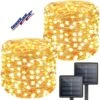 BHCLIGHT Solar String Lights Outdoor, 2-Pack 80FT 200 LED , Waterproof Copper Wire 8 Modes Solar Fairy Lights For Garden Patio Tree Christmas Party Wedding (Warm White)