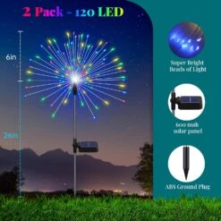 Solar Garden Lights, Firework Lights Outdoor 2 Pack 120 LED Solar Waterproof Decorative Starburst Lights Landscape Lamp 12 Hours Working Time, Decor For Courtyard Garden Christmas Party (Colorful) -Xmas Lighting Shop 719YcRLtw8L. AC SL1500