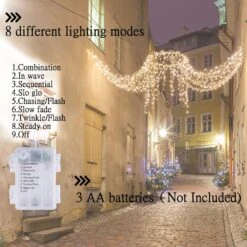 Battery Operated String Lights, 42.6ft 120 LED Battery Powered Fairy Lights With Timer And 8 Modes, IP 65 Waterproof Twinkle Lights For Indoor Outdoor Christmas Tree Wedding Party Bedroom(Warm White) -Xmas Lighting Shop 719estNU7fL. AC SL1500