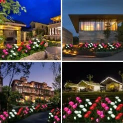Anordsem Solar Garden Lights Outdoor,2 Pack Solar Flowers Roses Lights Garden Decorative, Waterproof Solar Garden Lights For Garden Lawn Patio Backyard Pathway Christmas Walkway (Pink -Xmas Lighting Shop 719f2IA6bpS. AC SL1000