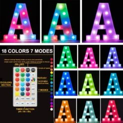 Light Up Colorful LED Marquee Letter Lights, 18 Colors Changing Alphabet Letters Sign With Remote Timer For Night Light Girls Bedroom Wedding Birthday Party Lamp Christmas Home Bar Decor- Colorful A -Xmas Lighting Shop 71A1yL9X4kL. AC SL1500