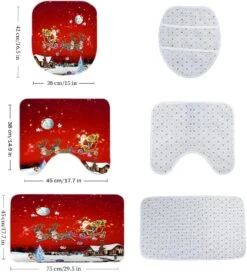 JERYMUND Christmas Shower Curtains For Bathroom, Holiday Xmas Santa Bathroom Decoration, 4Pcs Shower Curtain Sets With Toilet Lid Cover And Non-Slip Rugs -Xmas Lighting Shop 71A9oHMv6jL. AC SL1024