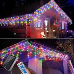 Homeleo Solar Icicle Christmas Lights, Outdoor Icicle Lights, Multi-color Led Balcony Lights For Outside Christmas Decorations, Porch Backyard Patio House Bedroom Window Decor(14.5Ft/30 Drops/160 LED) -Xmas Lighting Shop 71AGZ4HWj2L. AC SL1500