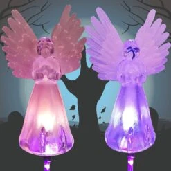 NMM Solar Angel Lights, 2 Pack Outdoor Solar Garden Lights, Multi-Color Changing Angel Decorative Lights For Yard Lawn Pathway Grave Cemetery Christmas Decoration, Thanksgiving Memorial Gift -Xmas Lighting Shop 71AW54vGzFL. AC SL1500