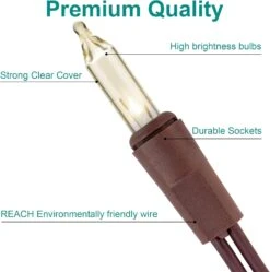 50 Christmas Tree Lights Set - 12.3 Ft / 3.7 M - 120V - Clear Warm White Bulbs 2800K - Brown Wire - Decor Lights For Patio Garden Wedding Holiday Christmas Tree - Indoor And Outdoor Decorative Use -Xmas Lighting Shop 71AdVshLuVL. AC SL1500