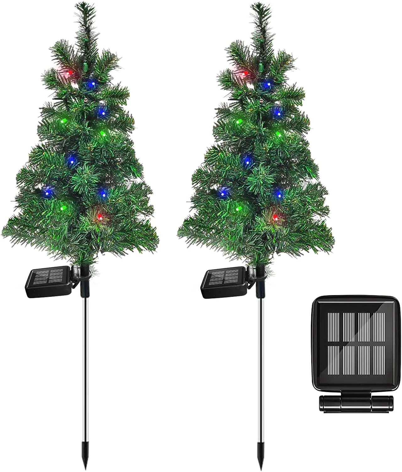 FANFX Solar Christmas Tree Garden Stake Lights Waterproof Christmas Decorations Tree Lights Outdoor Xmas Tree Light Christmas Décor Pathway Lights Patio Yard (Color, 2pcs 1 FANFX Solar Christmas Tree Garden Stake Lights Waterproof Christmas Decorations Tree Lights Outdoor Xmas Tree Light Christmas Décor Pathway Lights Patio Yard (Color, 2pcs