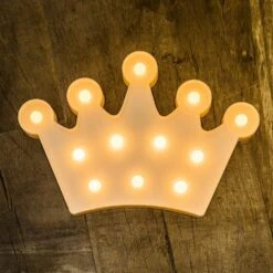Foaky LED Letter Lights Sign Light Up Letters Sign For Night Light Wedding/Birthday Party Battery Powered Christmas Lamp Home Bar Decoration(White Crown)