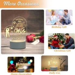 Digi4U Gifts For Her-Romantic Night Light Gifts For Wife On Valentine’s Day, Birthday, Thanksgiving, Christmas, LED Engraved Night Lamp With 3 Changed Colors For Wife’s Gifts(Heart) -Xmas Lighting Shop 71BBNP2CbHL. AC SL1500