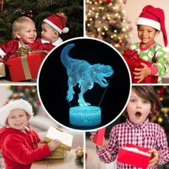 SZLTZK Dinosaur 3D Illusion Lamp For Boy Dinosaur Lamp 16 Colors With Remote Control Smart Touch Night Light Best Christmas Birthday Gift For Boy Girl Kids Age 5 4 3 1 6 2 7 8 9 10 11 Years Old -Xmas Lighting Shop 71BFdrNdxOL. AC SL1000
