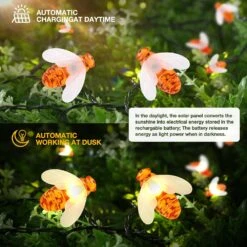 Hommtina Outdoor String Lights Cute Bee Lights, Special Garden Decor Waterproof Star String Lights, Bumble Bee Lights For Patio Yard Garden Grass Wedding Christmas Party Decor(7 Meter 50 Lamp) -Xmas Lighting Shop 71BG3Nv AAL. AC SL1500