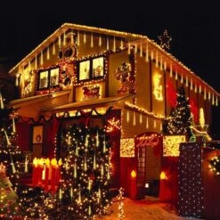 11.8 Inch 10 Tubes 240 LED Meteor Shower Raindrop Lights With Timer Function Cascading Lights LED Icicle Lights Falling Raindrop Lights For Holiday Party Wedding Christmas Tree Decoration (Warm White) -Xmas Lighting Shop 71BHZLT7ZIL. AC SL1000