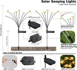 WOBILOO Solar Outdoor Garden Lights - 4 Pack 10 LED Solar Bee Firefly Lights With 2 Lighting Modes,Solar Swaying Lights,Waterproof Solar Powered Lights For Yard Patio Pathway Christmas Decoration -Xmas Lighting Shop 71BWF0vqyCL. AC SL1500