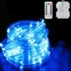 Aigleya Blue Rope Lights , 40 Ft 120 LED Strip Lighting With Remote Control, 8 Modes Outdoor Battery Operated Fairy String Lights For Party Yard Home Wedding Christmas Halloween Holiday Decoration