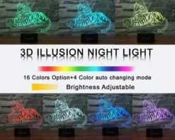 Comiwe Tiger 3D Illusion Night Light Toys,16 Colors Change Smart Touch & Remote Control,Home Decor LED Bedside Table Desk Lamp,Christmas Birthday Gift For Girls Boys Kids Adults Friends & Family -Xmas Lighting Shop 71Bd7qhU3OL. AC SL1500