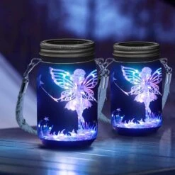 Solar Lantern Fairy Lights, Outdoor Waterproof Solar Garden Decor - 30 LED String Fairy Firefly Jar Lights Solar Powered Lanterns | Decorations For Patio Yard Lawn Party Wedding Christmas- Colorful