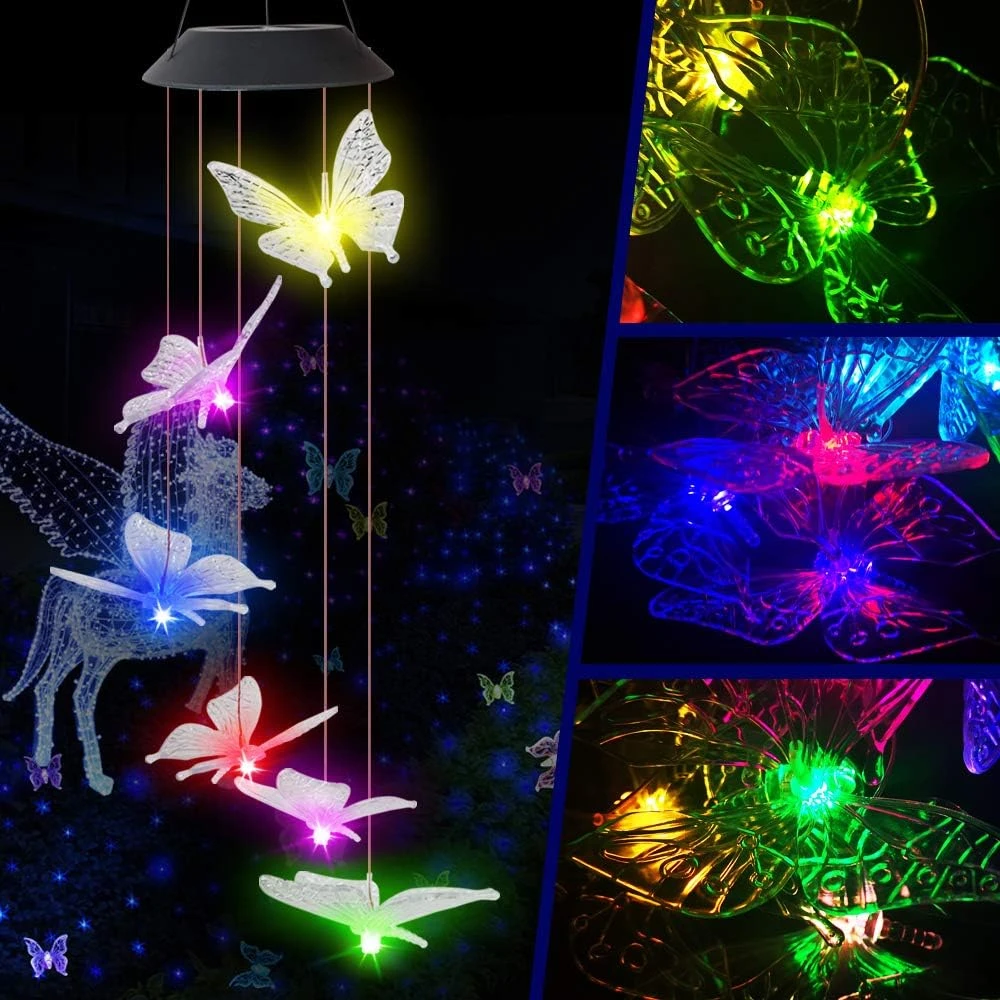 Butterfly Solar Light, Epicgadget Solar Butterfly Wind Chime Color Changing Outdoor Solar Garden Decorative Lights For Walkway Pathway Backyard Christmas Decoration Parties (Clear Wing Butterfly) 1 Butterfly Solar Light, Epicgadget Solar Butterfly Wind Chime Color Changing Outdoor Solar Garden Decorative Lights For Walkway Pathway Backyard Christmas Decoration Parties (Clear Wing Butterfly)