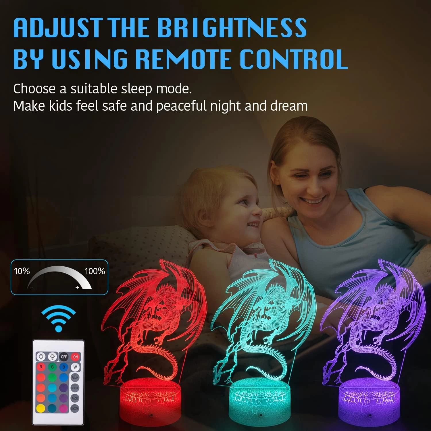 Uyeyuy Dragon Lamp, Dragon Toys Dinosaur Night Light For Boys,16 Colors Dimmable Remote Control Smart Dragon Light, Best Christmas Birthday Dragon Gifts For 3-12 Year Old Boy Girl Kids 4 Uyeyuy Dragon Lamp, Dragon Toys Dinosaur Night Light For Boys,16 Colors Dimmable Remote Control Smart Dragon Light, Best Christmas Birthday Dragon Gifts For 3-12 Year Old Boy Girl Kids - Image 4