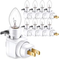 Reginary 8 Pcs Plug In Night Light Module Includes 7 Watt Bulb Plug In Night Light Set For Making Your Own DIY Decorative Night Lights, Wall, Bathroom, Hallway, Garage, Bedroom, Nursery, Christmas