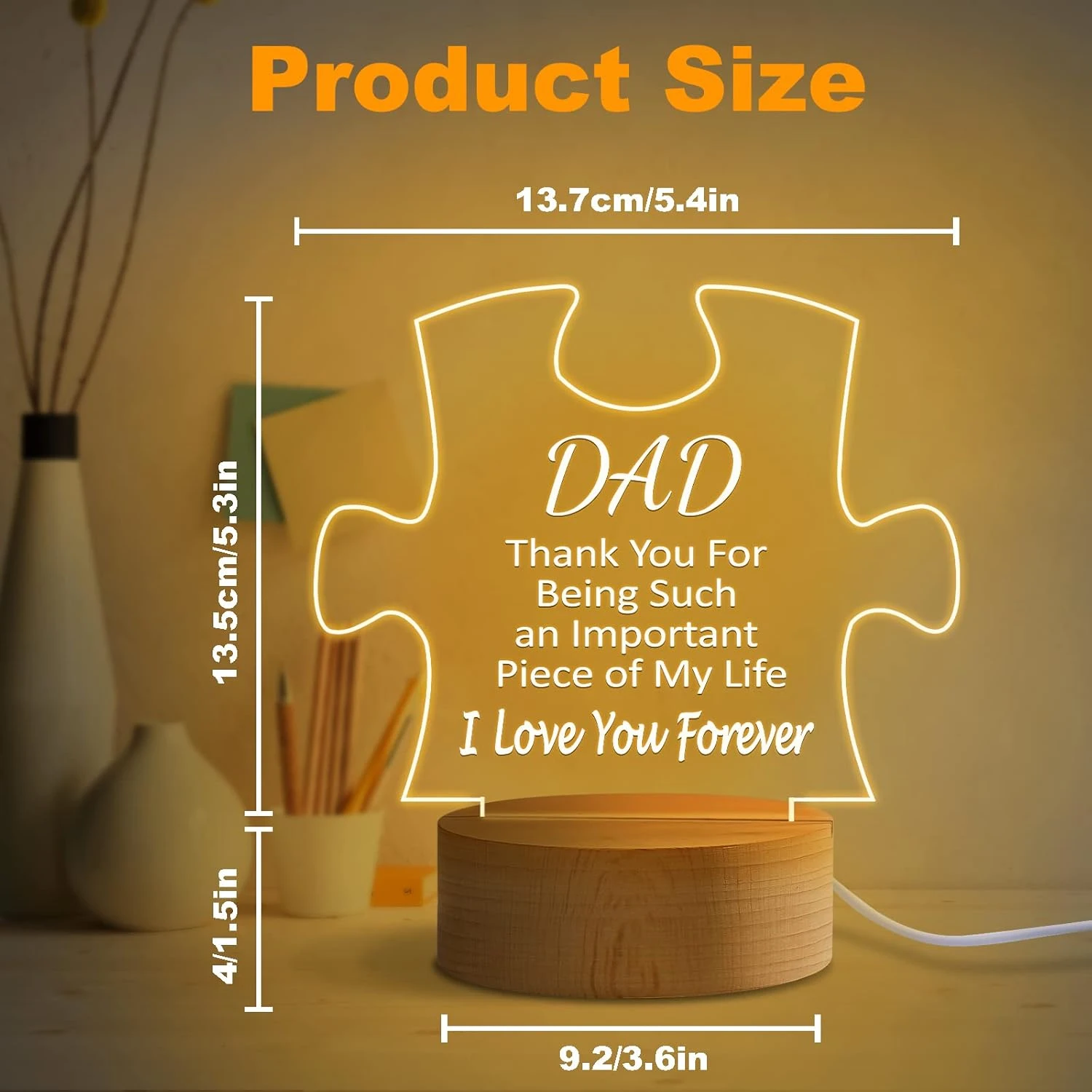 Vihugy Gifts For Dad, Dad Birthday Gifts, Dad Gifts From Daughter Son, Fathers Day Engraved Acrylic Night Light Gifts For Dad, Birthday Gifts For Dad, Christmas Gifts For Dad, Wooden Base 3 Vihugy Gifts For Dad, Dad Birthday Gifts, Dad Gifts From Daughter Son, Fathers Day Engraved Acrylic Night Light Gifts For Dad, Birthday Gifts For Dad, Christmas Gifts For Dad, Wooden Base - Image 3