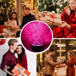 Junnire Cute Mouse Mice Anime Character 3D Optical Illusion LED Bedroom Decor Sleep Table Lamp With Remote 7 Colors Acrylic Visual Night Light Birthday Christmas Gifts For Kids -Xmas Lighting Shop 71Cdua0 iRL. AC SL1000