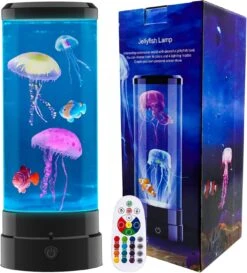 Lava Lamp For Kids, 16 Color Changing Jellyfish Lamp With Remote Control, Fish Aquarium Night Light Mood Table Lamp Bedroom Office Desktop Decoration Halloween Birthdays Christmas Holidays Presents
