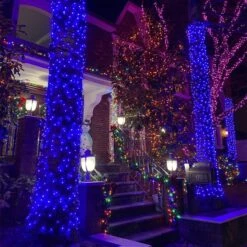 QITONG 2 Pack Blue Solar String Lights Outdoor Waterproof, Each 33ft 100 LED Solar Christmas Lights, 8 Modes Green Wire Solar Tree Lights For Pool Garden Patio Yard Tree Party Wedding -Xmas Lighting Shop 71Cg09pcQwL. AC SL1280