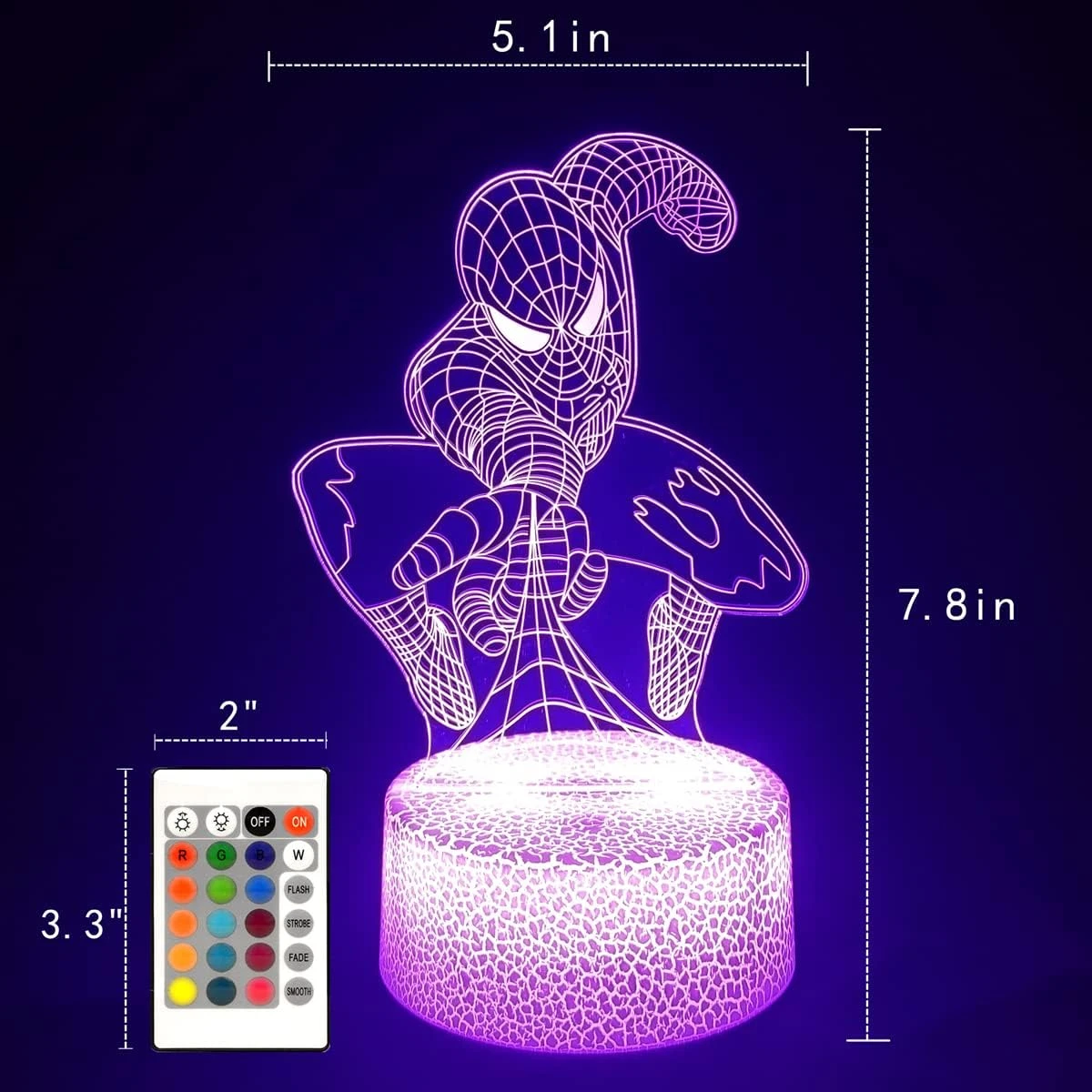 Mazumi8 3D Night Light For Boys - 16 Colors Dimmable Optical Illusion Lamp With Remote & Smart Touch,Bedroom Decorations Bedside Lamp - Birthday Christmas Gifts For Man Teens Boys Girls Kids 3 Mazumi8 3D Night Light For Boys - 16 Colors Dimmable Optical Illusion Lamp With Remote & Smart Touch,Bedroom Decorations Bedside Lamp - Birthday Christmas Gifts For Man Teens Boys Girls Kids - Image 3