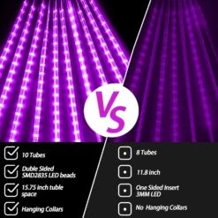 EEIEER Meteor Shower Rain Lights, 16 Inches 10 Tubes 320 LED Outdoor Christmas Snowfall Lights, Plug In Falling Rain Cascade Lights For Xmas Decoration Valentine's Day Thanksgiving Holiday-Purple -Xmas Lighting Shop 71D20wbrGxL. AC SL1500
