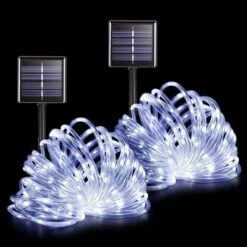 POTIVE 2 Pack Solar Rope Lights, 33 Ft 100 LED Solar Rope Lights Outdoor Waterproof, 8 Modes Solar String Lights For Patio Pool Garden Wedding Fence Walkway Christmas Decor (White)