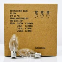 SUNSGNE 25 Pack C9 Clear Replacement Bulbs, C9 Christmas Light Bulbs Clear Incandescent Bulbs For Christmas Vintage String Light, E17 Intermediate Base, 7 Watt, Clear -Xmas Lighting Shop 71DWiDUaCL. AC SL1001