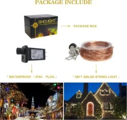 BHCLIGHT 66Ft 200 LED Fairy Lights Plug In, Waterproof String Lights Outdoor 8 Modes Copper Wire Lights Bedroom Decor, Twinkle Lights For Girl's Room Garden Christmas Party Wedding (Warm White) -Xmas Lighting Shop 71Daxj3BL. AC SL1500