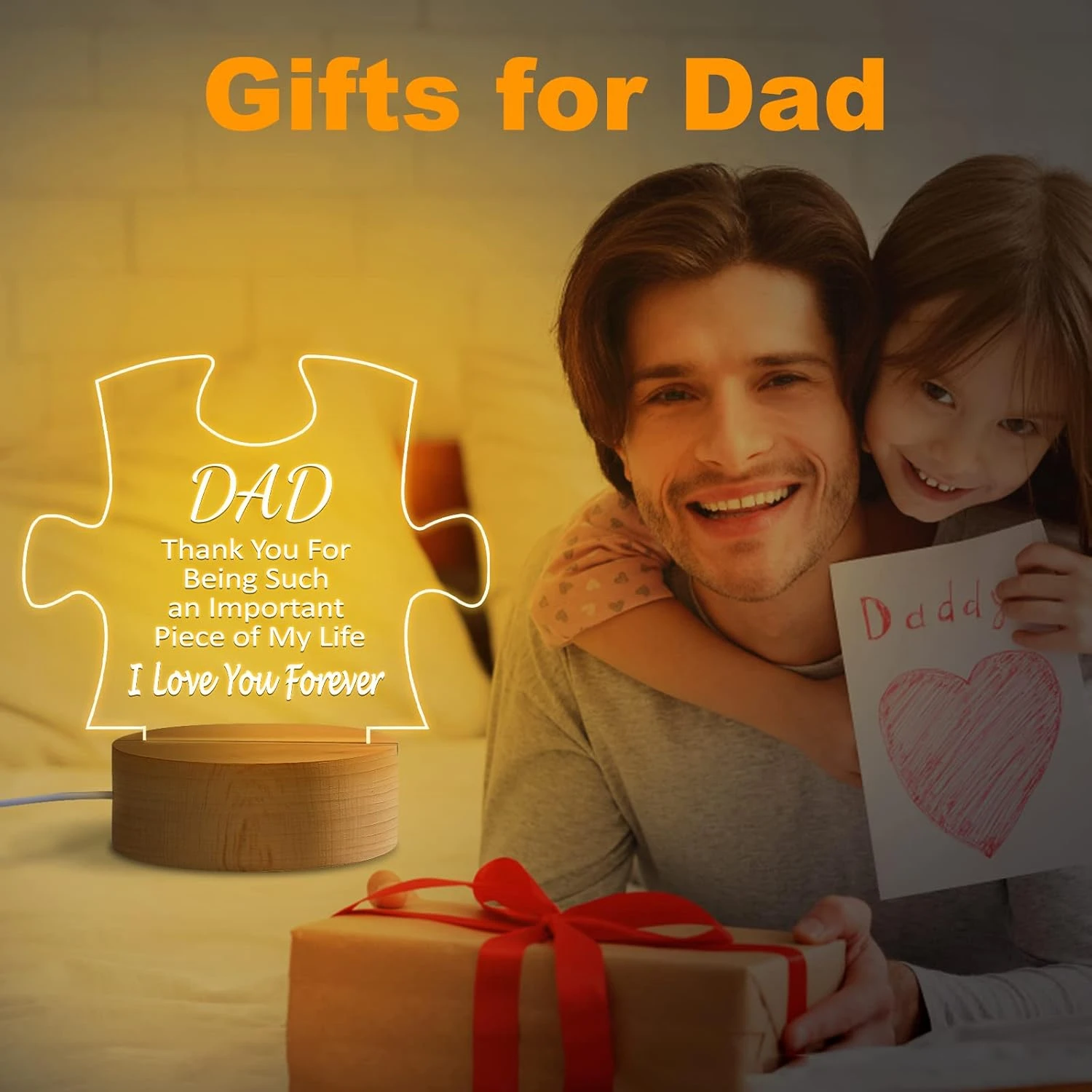 Vihugy Gifts For Dad, Dad Birthday Gifts, Dad Gifts From Daughter Son, Fathers Day Engraved Acrylic Night Light Gifts For Dad, Birthday Gifts For Dad, Christmas Gifts For Dad, Wooden Base 5 Vihugy Gifts For Dad, Dad Birthday Gifts, Dad Gifts From Daughter Son, Fathers Day Engraved Acrylic Night Light Gifts For Dad, Birthday Gifts For Dad, Christmas Gifts For Dad, Wooden Base - Image 5