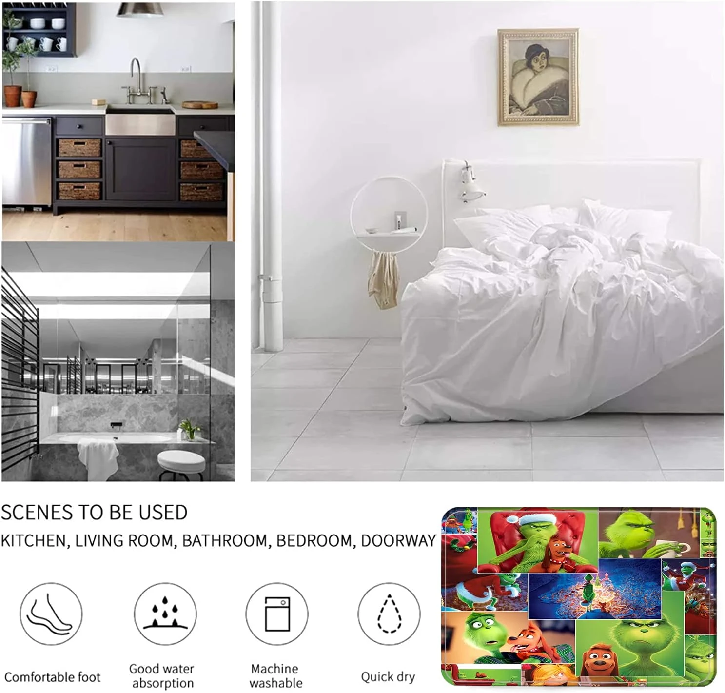 Dudfconh Christmas Shower Curtain Set With Rugs, Toilet Lid Cover Bath Mat ,Christmas Decoration Shower Curtain With 12 Hooks,65 X 70 Inches Waterproof Shower Curtain For Bathroom Set HO165P1 3 Dudfconh Christmas Shower Curtain Set With Rugs, Toilet Lid Cover Bath Mat ,Christmas Decoration Shower Curtain With 12 Hooks,65 X 70 Inches Waterproof Shower Curtain For Bathroom Set HO165P1 - Image 3