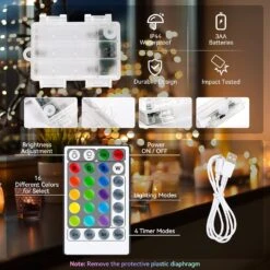 Dazzle Bright Color Changing Fairy Lights Battery Operated, 2 Pack 20 FT 60 LED Silver Copper Wire RGB String Lights With Remote, Waterproof Christmas Decorations For Indoor Outdoor Yard Party Decor -Xmas Lighting Shop 71DhLzdc53L. AC SL1500