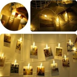 Decute 50LED Photo Clips String Lights Holder Timer Function 8 Modes Dimmable With Remote, 17FT Fairy Starry Lights For Christmas Card Bedroom Wedding Party Hanging Photos Pictures Memos, Warm White -Xmas Lighting Shop 71DkT8UYOL. AC SL1005